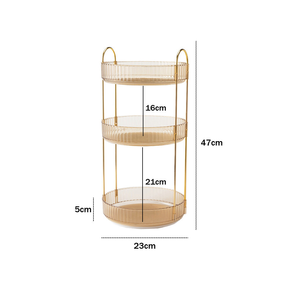 Étagères de rangement pour accessoires de salle de bain (3 couches dorées) - Support rotatif à 360