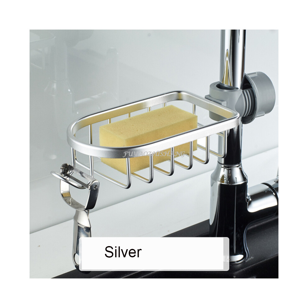 (Argent) Accessoire de salle de bain Robinet Étagère Espace Aluminium Accessoire de salle de bain Évier