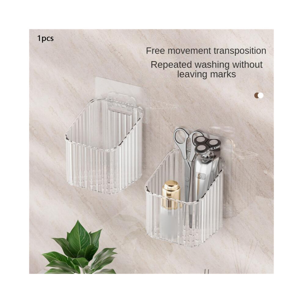 (1PC-A01-Blanc) Étagère murale pour accessoires de salle de bain, sans perforation, support de rangement
