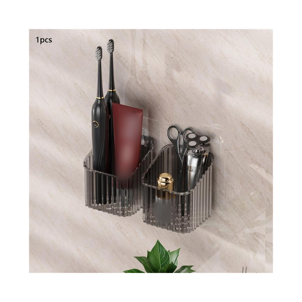(1PC-A02-Gris) Étagère murale pour accessoires de salle de bain, sans perforation, pour rangement de