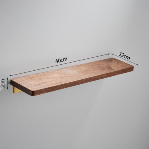 (Flat - 40CM)Αξεσουάρ μπάνιου Καρυδιά Ξύλινο ράφι αποθήκευσης Καθρέφτης
