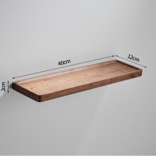 (Wklęsła strona - 40 cm) Półka łazienkowa z drewna orzechowego, lustro, półka ścienna, montaż na ścianie,