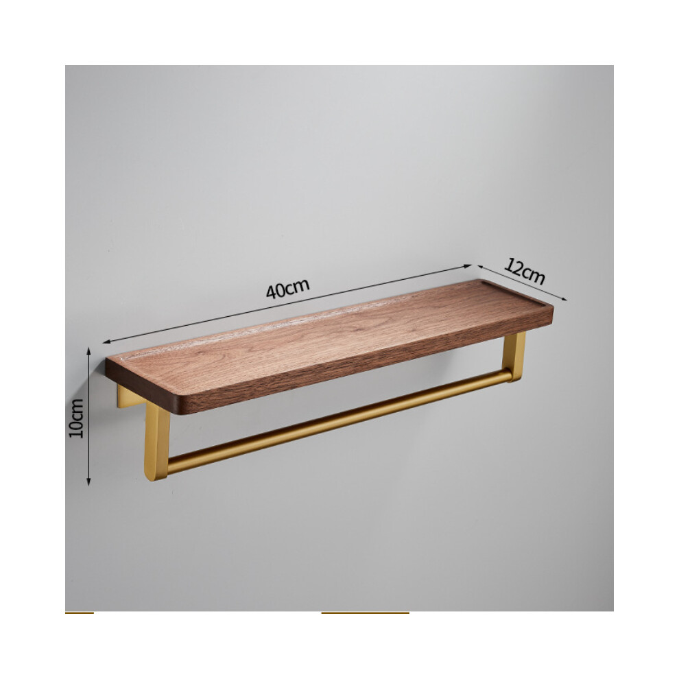 (Concave avec barre 40) Accessoire de salle de bain Étagère de rangement en bois de noyer Miroir Étagère