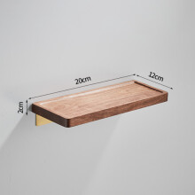 (Wklęsła strona - 20 cm) Półka łazienkowa z drewna orzechowego, lustro, półka ścienna, montaż na ścianie,