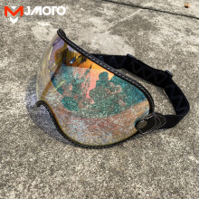(Revo Red-MJH-L02) Ρετρό κράνος προσωπίδα φυσαλίδας φακός κράνους μοτοσικλέτας