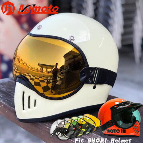 (Black-MJH-L02) Ρετρό κάλυμμα κράνους Bubble Shield Κράνος μοτοσικλέτας 1