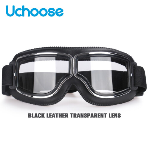 (B-Clear Lens) Αντιανεμικό κράνος μοτοσικλέτας γυαλιά δερμάτινο