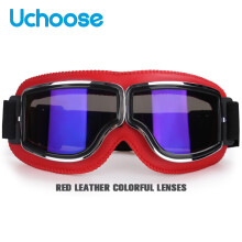 (R-Colorful Lens) Αντιανεμικό κράνος μοτοσικλέτας Γυαλιά Δερμάτινο