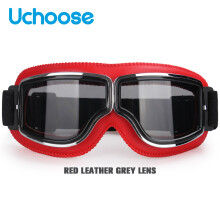 (R-Grey Lens) Αντιανεμικό κράνος μοτοσικλέτας γυαλιά δερμάτινο