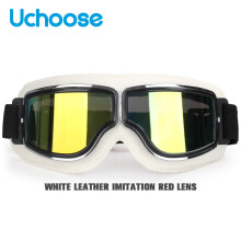 (W-Red Lens)Αντιανεμικά γυαλιά κράνους μοτοσυκλέτας Δερμάτινα