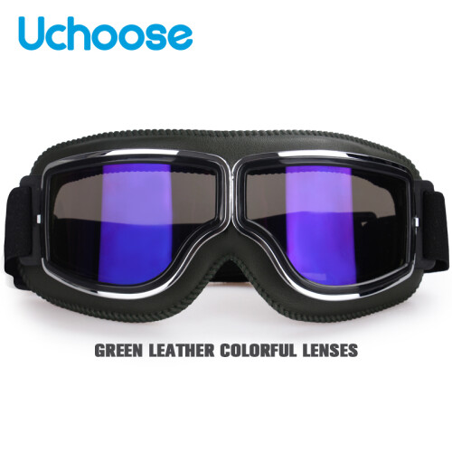 (G-Colorful Lens) Αντιανεμικό κράνος μοτοσικλέτας Γυαλιά Δερμάτινο
