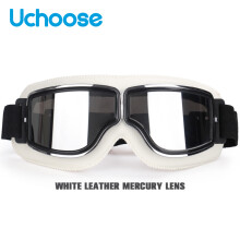 (W-Silver Lens) Αντιανεμικό κράνος μοτοσικλέτας Γυαλιά Δερμάτινο