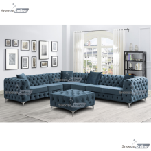 (6 Seater Left Hand Facing, Space Grey) SnoozeOnline Monaco Velvet Corner Sofa 4,5 & 6 Seater Chesterfield Sofas Set