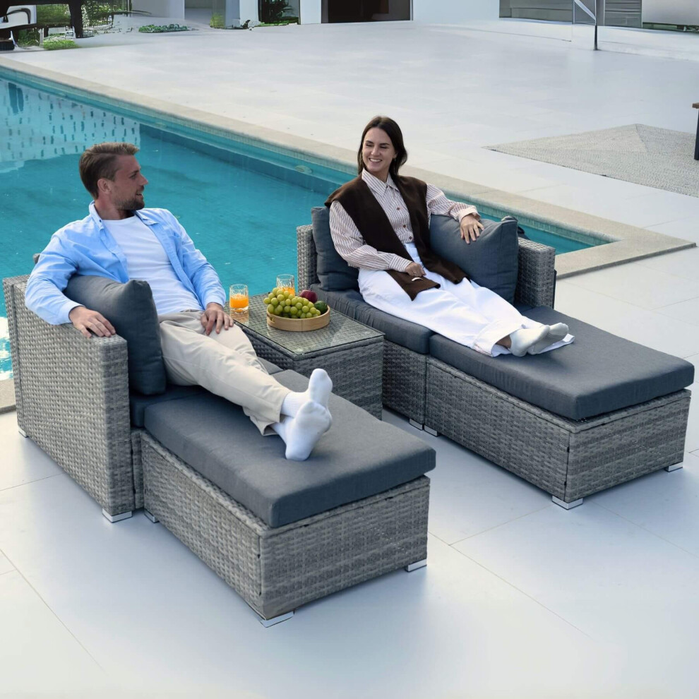5 Piece Modular Garden Set Corner Chairs Padded Seats