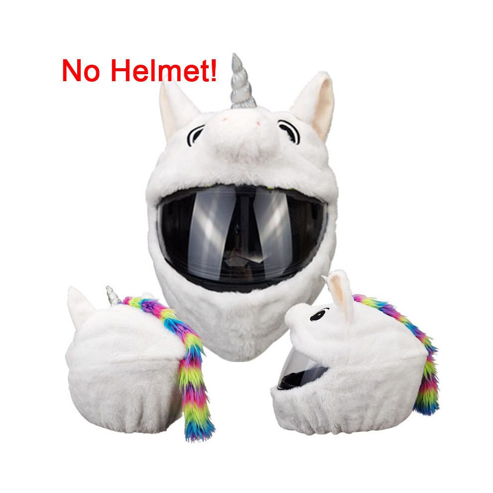 (L)Casque de moto Dessins animés Casque en peluche Housse de protection Casque intégral