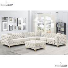 (6 Seater Right Hand Facing, Cream) SnoozeOnline Monaco Velvet Corner Sofa 4,5 & 6 Seater Chesterfield Sofas Set