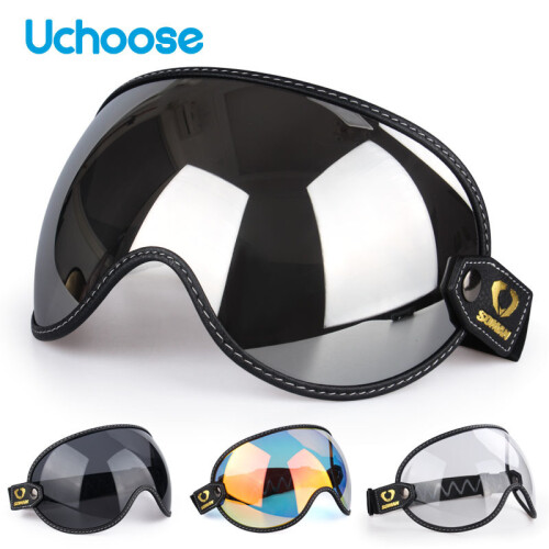 (ασημί) Ρετρό γυαλιά μοτοσυκλέτας Universal Bubble Visor UV Protection Vintage 1