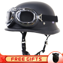 (xL-3)JYT Niemiecki skórzany kask motocyklowy PU Cztery pory roku Retro Półkaski