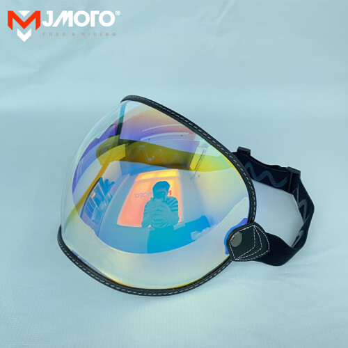 Pare-brise Casque 3 Pressions Visière à Bulles, Visière De Protection à Bulles Rétro Pour Moto, Utilisation Flexible, Lentille PC, Pare-brise Pour Casque à 3 Pressions Avec Cadre Argenté Pour Casque à 3
