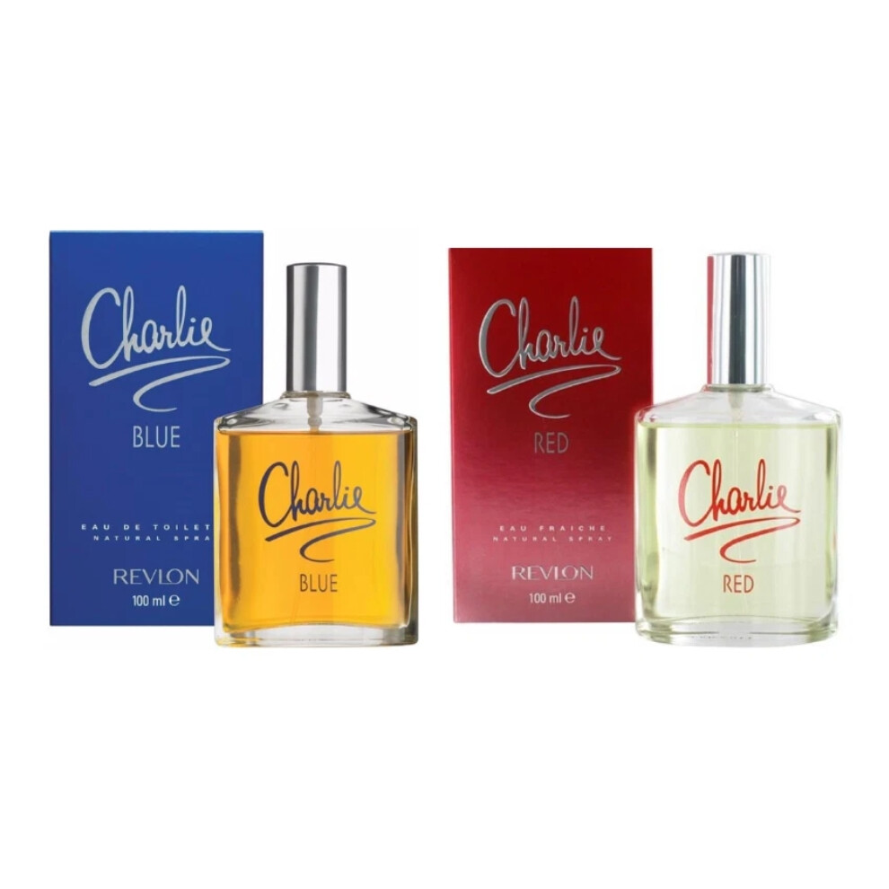 2X Charlie Ladies Spray for Women 100ml Red Blue Eau Fraiche Revlon