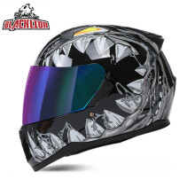 (L-BlackLion-022) Kask motocyklowy BlackLion z podwójnymi soczewkami i pełną twarzą, zatwierdzony przez