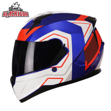 (S-BlackLion-017) Kask motocyklowy BlackLion z podwójnymi soczewkami i pełną twarzą, zatwierdzony przez