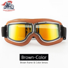 (Καφέ-Χρώμα) Universal Motorcycle Vintage Goggles Δερμάτινο Μοτοσικλέτα Scooter
