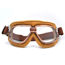 (Model1 Clear) Vintage Motocross Goggles Pilot Cruiser flying Goggles δερμάτινη μοτοσυκλέτα