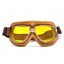 (Model1 Yellow) Vintage Motocross Goggles Pilot Cruiser flying Goggles δερμάτινη μοτοσυκλέτα
