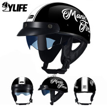 (M-CK-536-Jasno-czarny) Kask motocyklowy z certyfikatem DOT, materiał ABS, półkask, soczewka HD, Casco