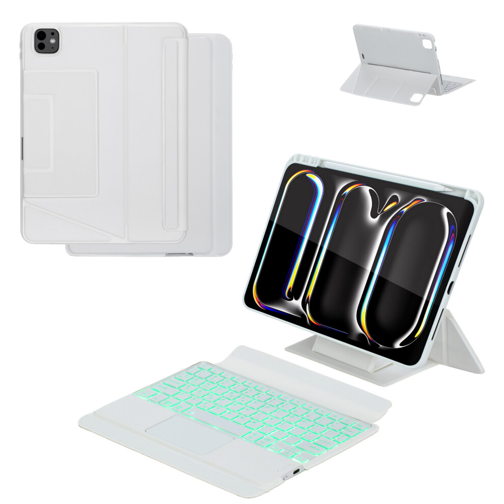 Suspended Split Touch Backlit Bluetooth Keyboard Case For Ipad Pro 11 2024（White） White 9344431585943