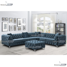 (6 Seater Right Hand Facing, Space Grey) SnoozeOnline Monaco Velvet Corner Sofa 4,5 & 6 Seater Chesterfield Sofas Set