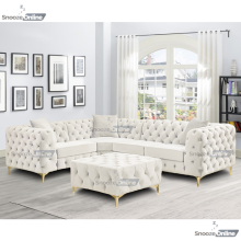 (FootStool Square, Cream) SnoozeOnline Monaco Velvet Corner Sofa 4,5 & 6 Seater Chesterfield Sofas Set