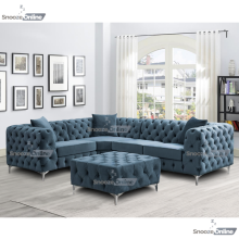 (FootStool Square, Space Grey) SnoozeOnline Monaco Velvet Corner Sofa 4,5 & 6 Seater Chesterfield Sofas Set