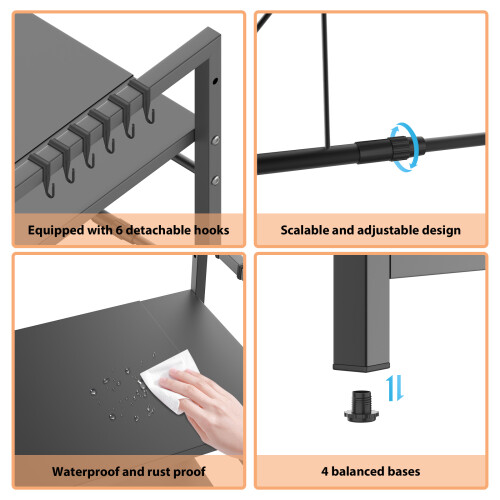 Two layer expandable microwave oven rack, rack storage rack, kitchen corner rack, desktop printer rack, toaster rack 2