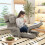 (Beige) YODOLLA Home Folding Floor Chair, Single Sofa Bed 1