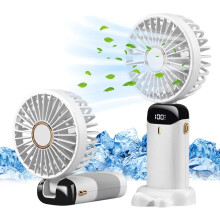 (White, 3000 mAh (7-10 Hours Run Time)) Portable Travel Mini Handheld /Table Fan USB-C