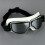 (White Frame-Silver)Retro Leather Motorcycle Goggles Vintage Pilot Glasses Windproof Universal 1