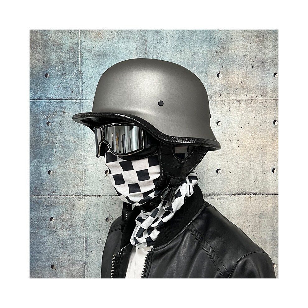 (M-14) Demi-casque de moto DOT style allemand + lunettes pour pilote motard H-arley