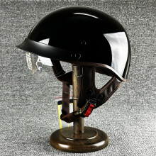 (M-Helles Schwarz) Motorradhelm mit Linsen, Retro-Halbhelm, Jethelm, offener Helm