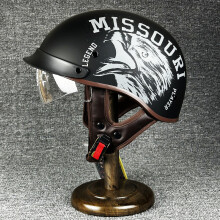 (xxL-Black Eagle)Kask motocyklowy z soczewkami Retro, półkask, kask odrzutowy, otwarty