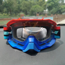 (Czerwono-niebieskie przezroczyste) Gogle motocrossowe Moto MTB Dirt Bike Kask Okulary Przeciwwiatrowe