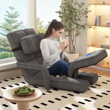 (Charcoal Grey) YODOLLA Home Folding Floor Chair, Single Sofa Bed