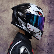 (S-21) Kaski motocyklowe z ochroną DOT, kask wyścigowy z pełną twarzą i podwójnymi soczewkami
