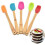 5-Piece Mini Silicone Spatula Set with Bamboo Handles 2
