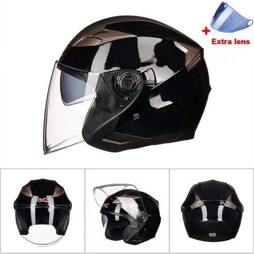 (M-G708-Light BK) Κράνος μοτοσικλέτας Half Face ABS Κράνος διπλού φακού Ηλεκτρικό