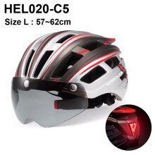 (HEL020 C5)Elektrisk skoterhjälm med LED-bakljus Vuxen cykelhjälm för MTB
