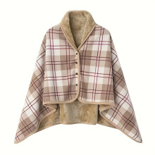 (Cream Color) 1pc Wearable Blanket Shawl Plush Lazy Casual Office Throw