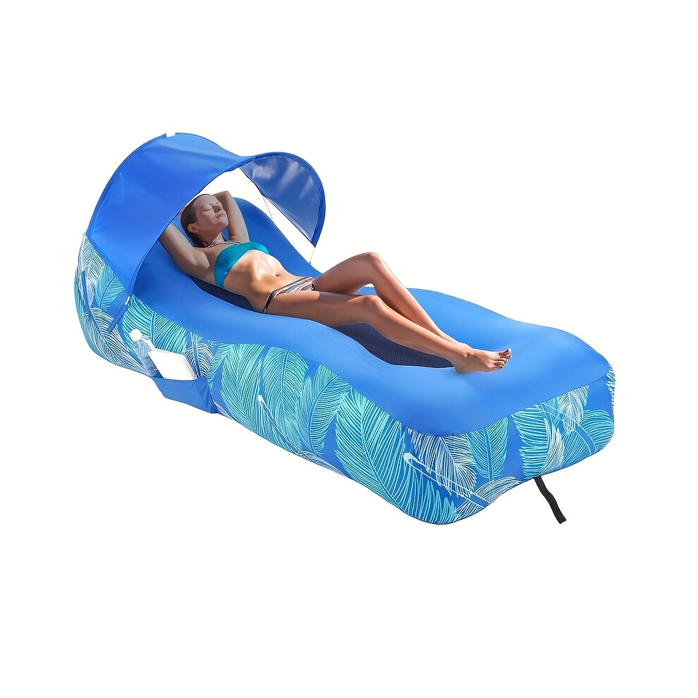 (Light Blue) 1pc Portable Inflatable Lounge Chair - Single Outdoor Beach and Park Relaxation Air Sofa Bed, Comes with Storage Bag