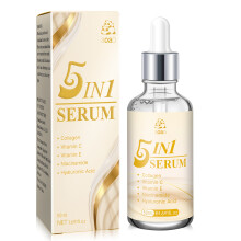 (50ml) 5-in-1 Anti-Aging Facial Serum with Vitamin C, Hyaluronic Acid & Aloe - Moisturizing, Wrinkle-Smoothing Essence for Younger-Looking Skin